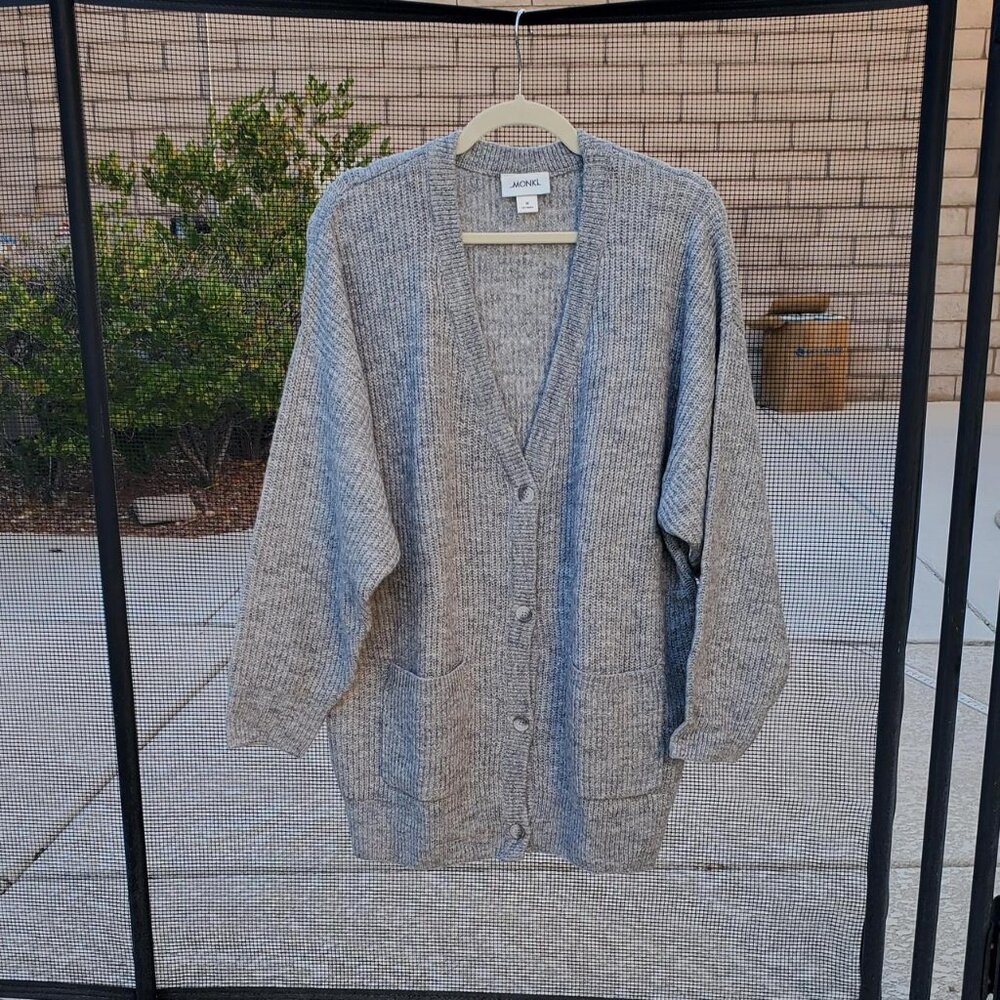 Monki Wool Blend Longline Cardigan in Grey size M - Picture 2 of 6